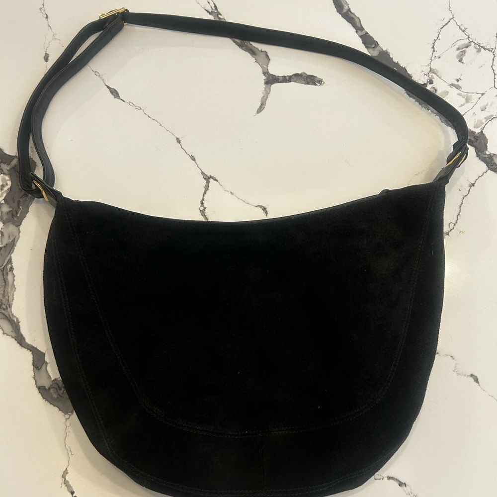 GANSON Black Suede Shoulder Bag